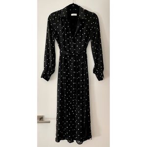 Babaton Long Sleeve Polka Dot Maxi Dress